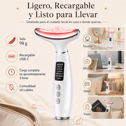 Masajeador Facial y de Cuello con Luz LED 7 Colores
