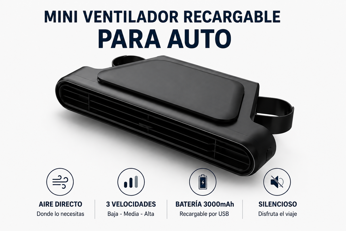 Mini Ventilador Recargable para Auto