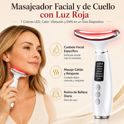 Masajeador Facial y de Cuello con Luz LED 7 Colores